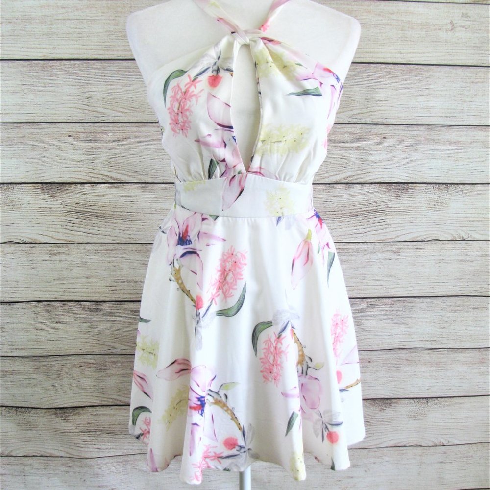 Lulus Hydrangea Halter Skater Dress